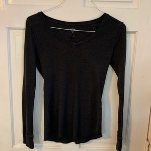 Gray V-Neck Long Sleeve